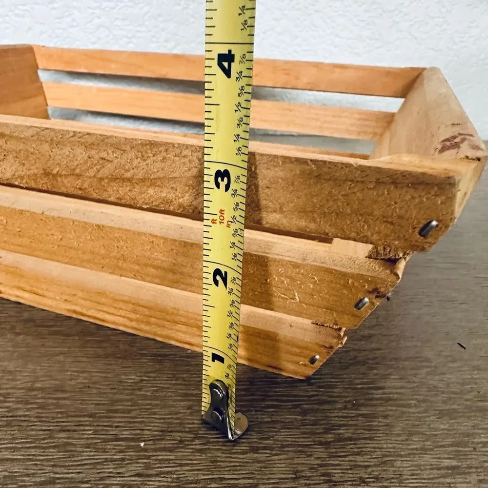 Wooden Slat Storage Gift Basket Kitchen Bath